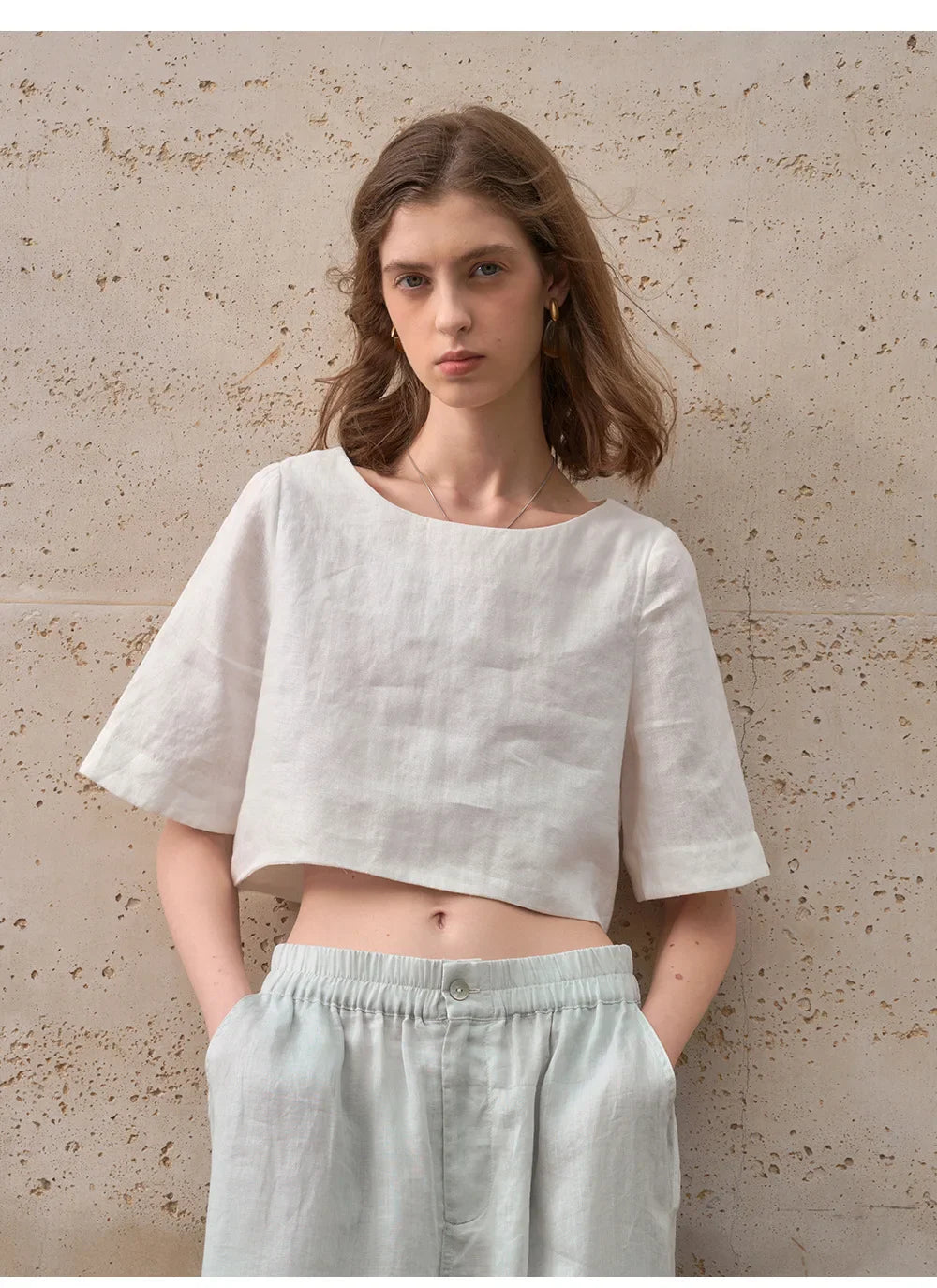 Anna-Berg | Boxy Cropped Linen Top