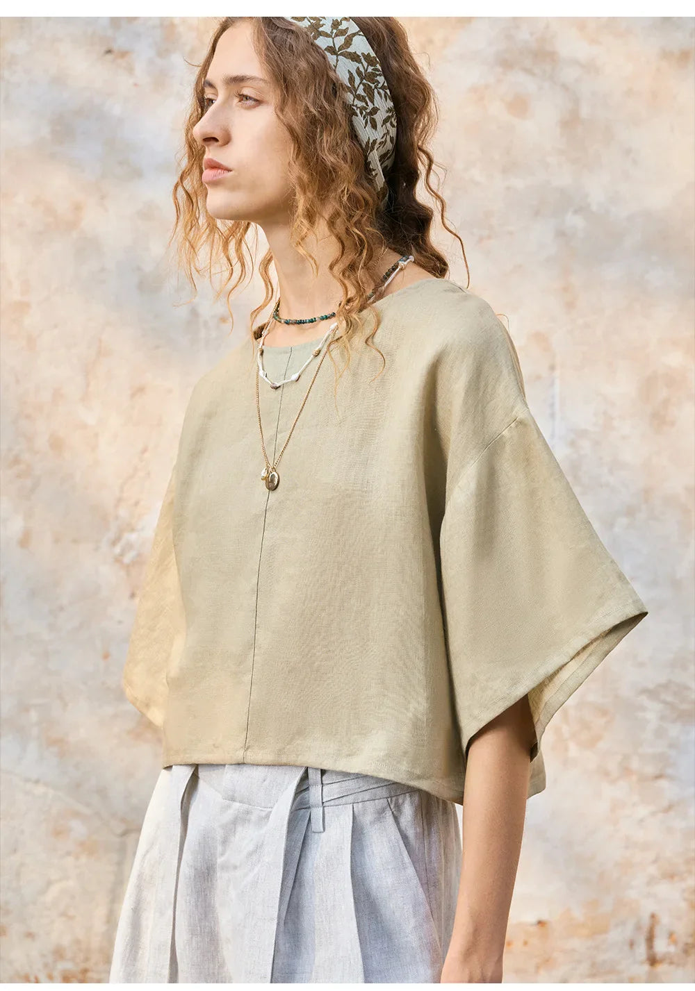 Anna-Berg | Flared-Sleeve Linen Pullover