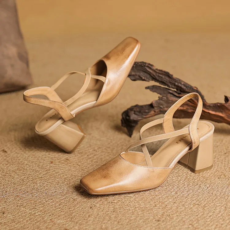 Anna-Berg | Black Pointed Toe Leather Heels