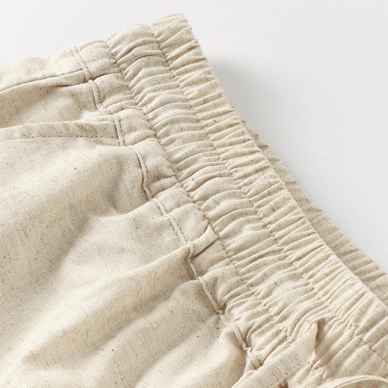 Anna-Berg | Natural Drawstring Waist Relaxed Fit Linen Pant