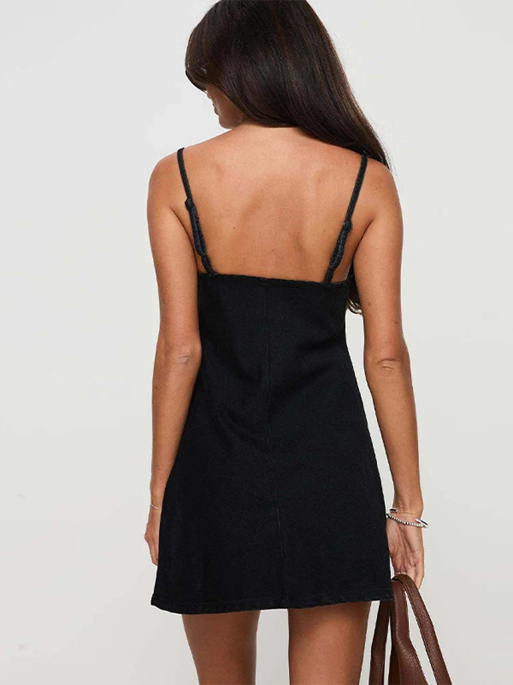 Anna-Berg | Blue Cutout Denim Mini Dress