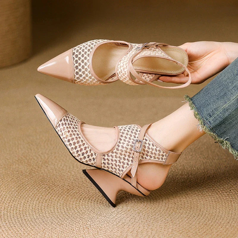 Anna-Berg | Velour Leather Slingbacks