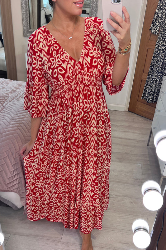 Anna-Berg | Flowing Bohemian Midi Dress By Selene for a Polished Look