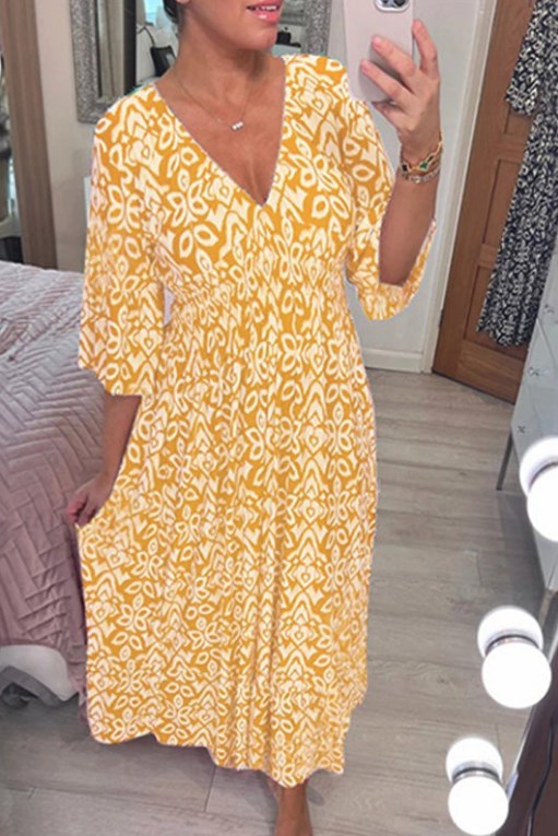 Anna-Berg | Flowing Bohemian Midi Dress By Selene for a Polished Look