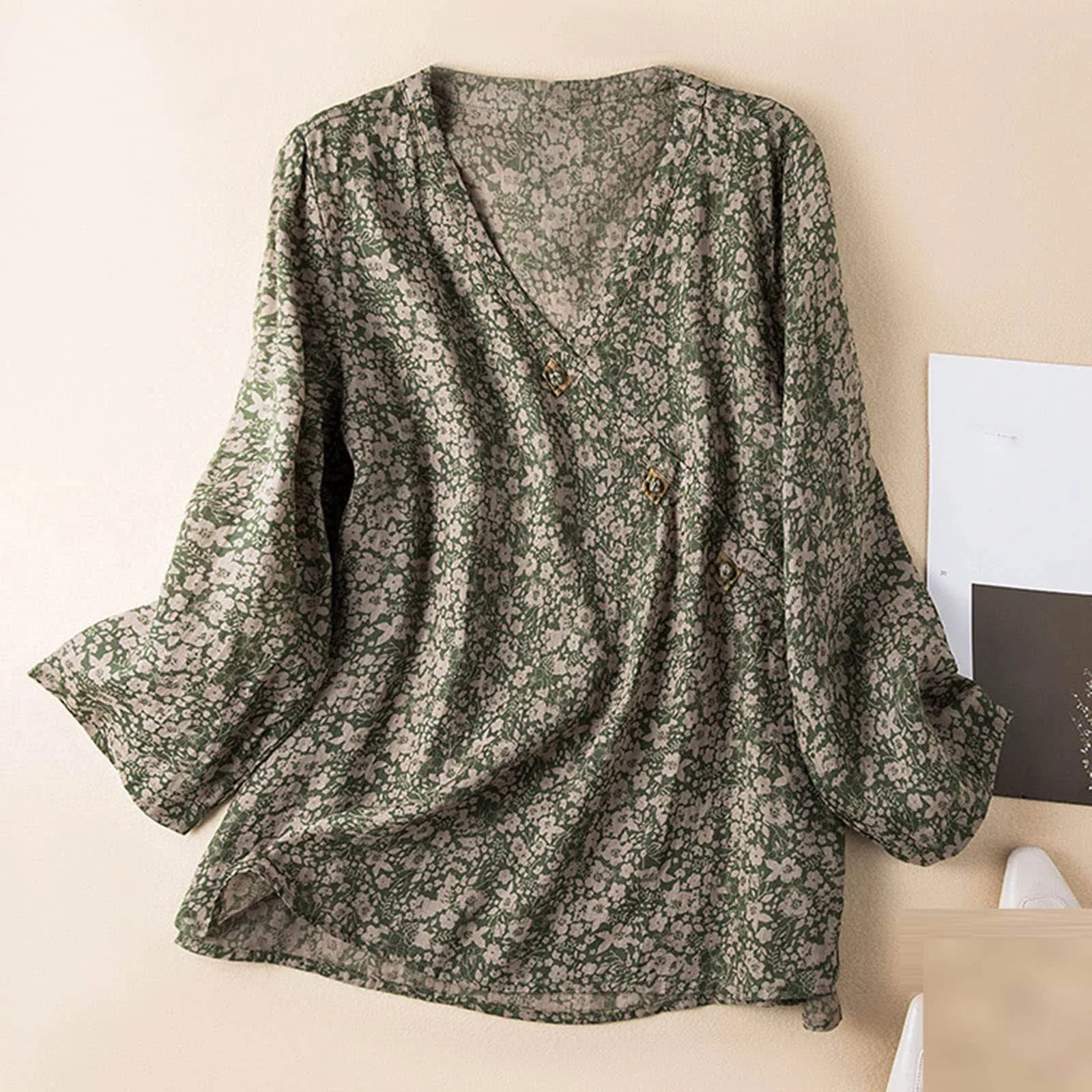 Anna-Berg | Ivory Wrap-Front Silk-Blend Blouse