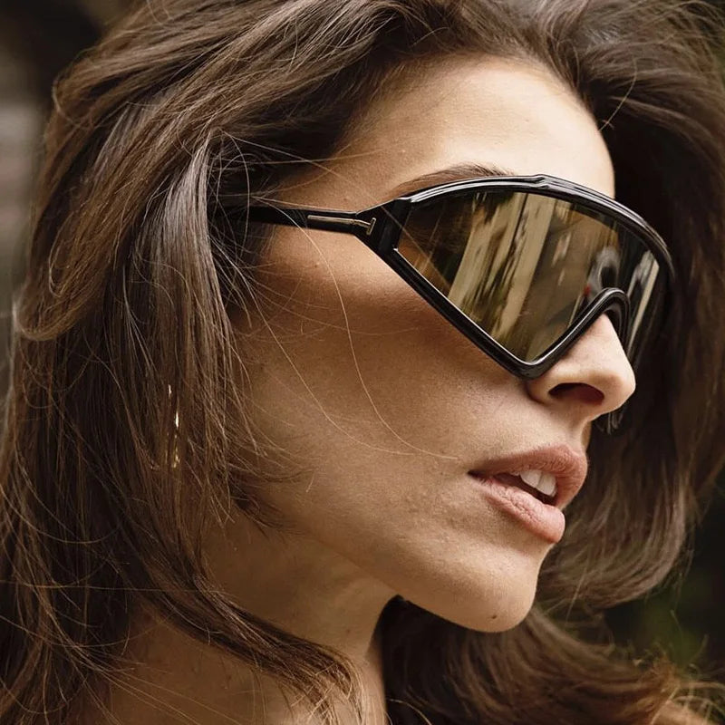 Anna-Berg | Black Angled Acetate Sunglasses