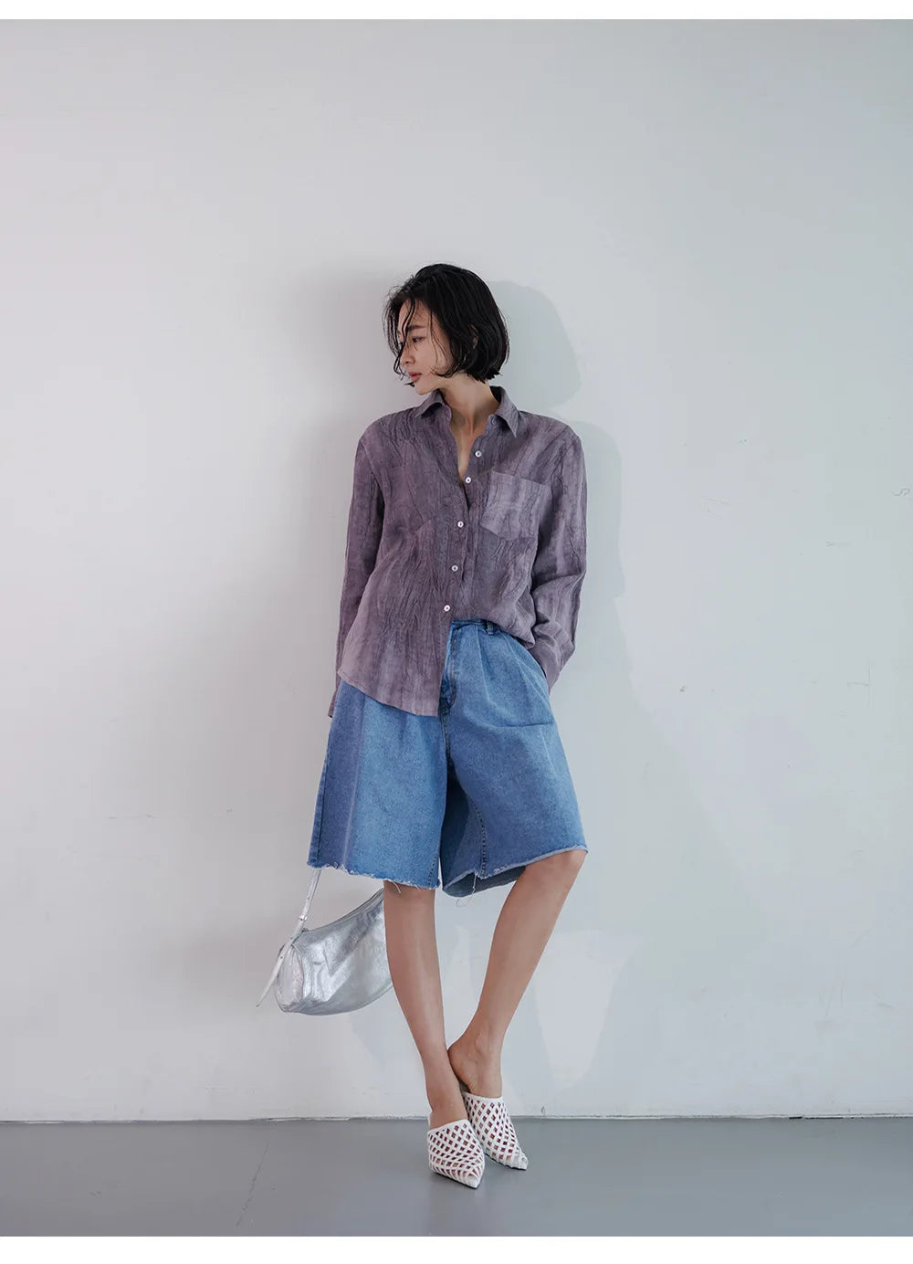 Anna-Berg | Pleated Button-Up Linen Shirt