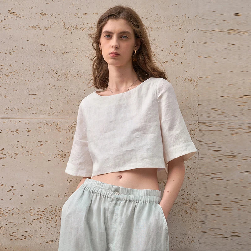 Anna-Berg | Boxy Cropped Linen Top