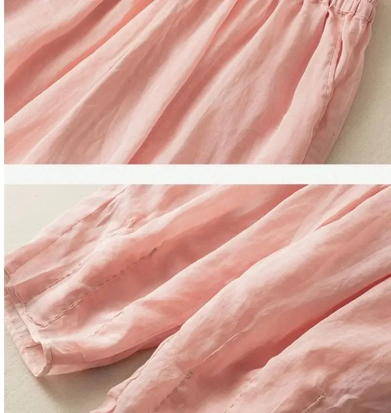 Anna-Berg | Natural High-Waist Wide-Leg Linen Pants