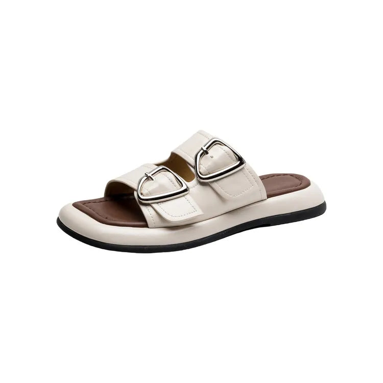 Anna-Berg | Twin-Buckle Slide Sandals
