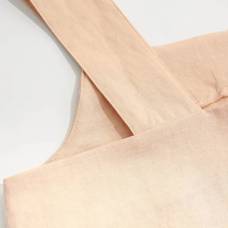 Anna-Berg | Natural Square-Neck Cropped Linen Tank