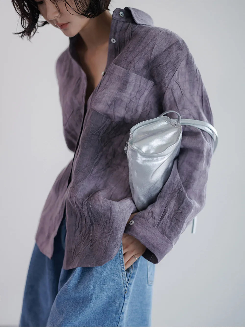 Anna-Berg | Pleated Button-Up Linen Shirt