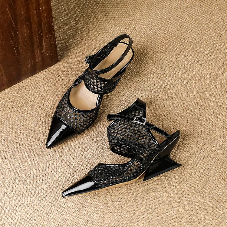 Anna-Berg | Velour Leather Slingbacks