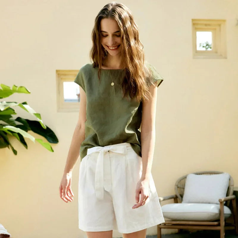 Anna-Berg | Petal Sleeve Linen Tee