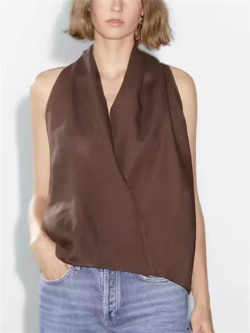 Anna-Berg | Natural Draped Linen Vest