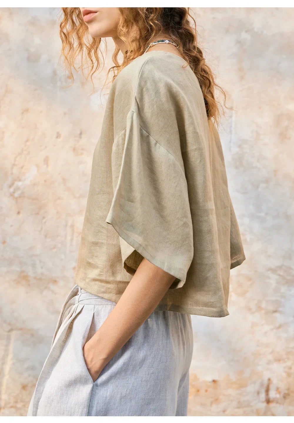 Anna-Berg | Flared-Sleeve Linen Pullover