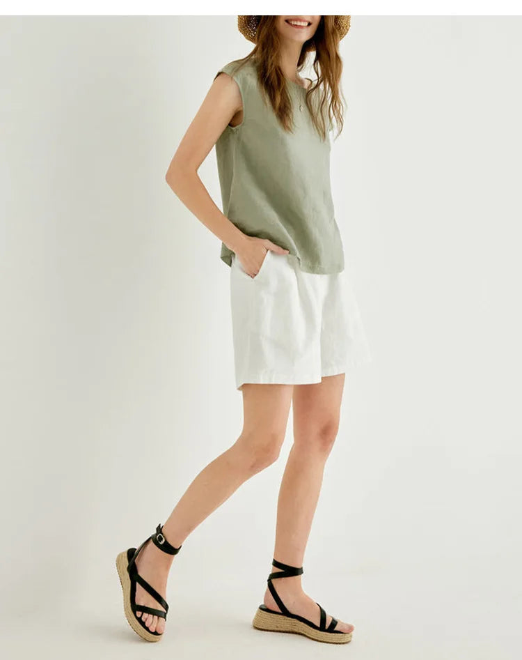 Anna-Berg | Petal Sleeve Linen Tee