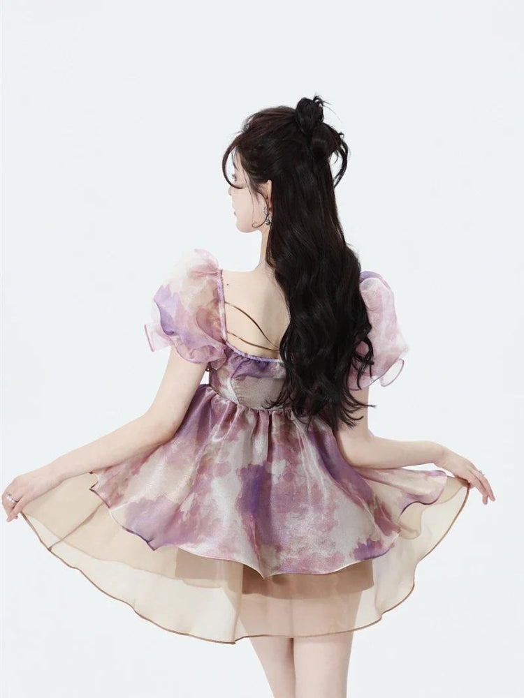 Anna-Berg | Soft Girl Puff Sleeve Layered Dress