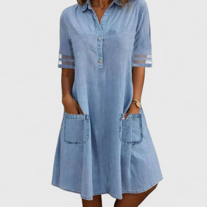 Anna-Berg | Feminine Figure-Flattering Denim Dress