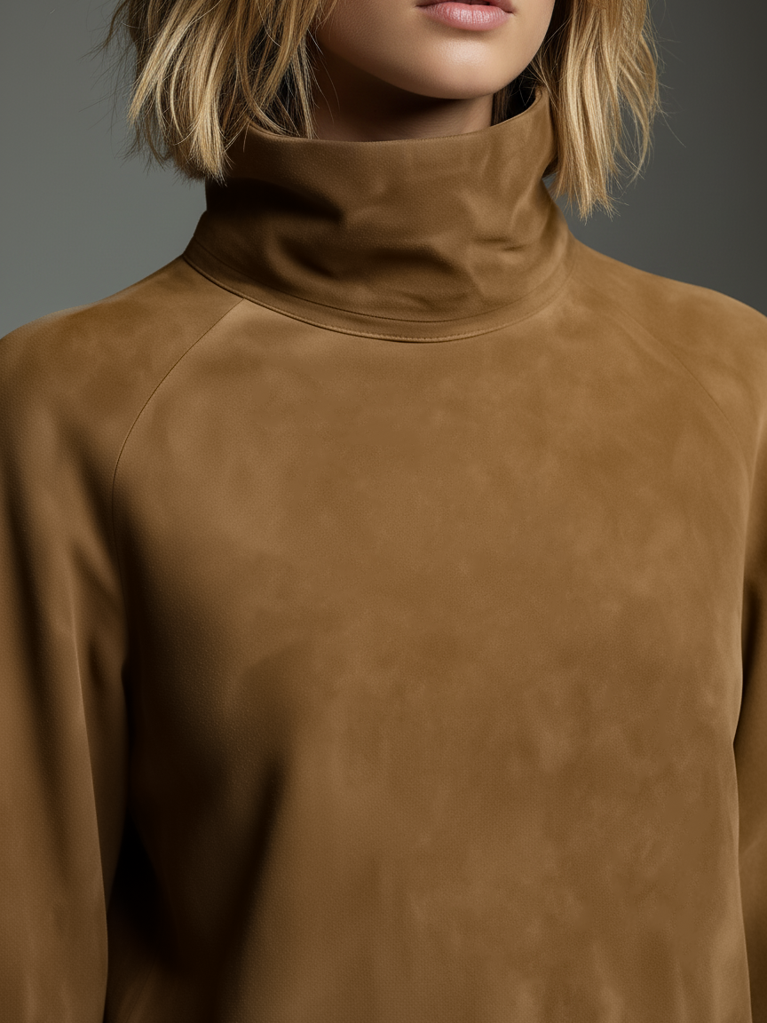 Anna-Berg | Suede Turtleneck Dress