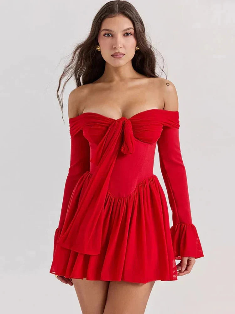 Anna-Berg | Tie Front Strapless Corset Dress