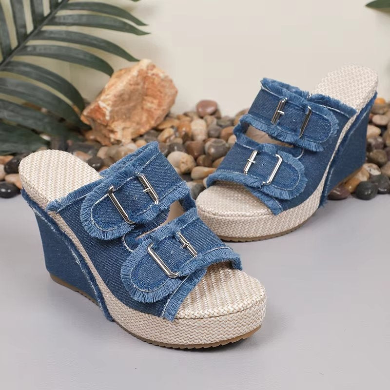 Anna-Berg | Romantic Adjustable Buckle Wedge Sandals Made to Turn Heads