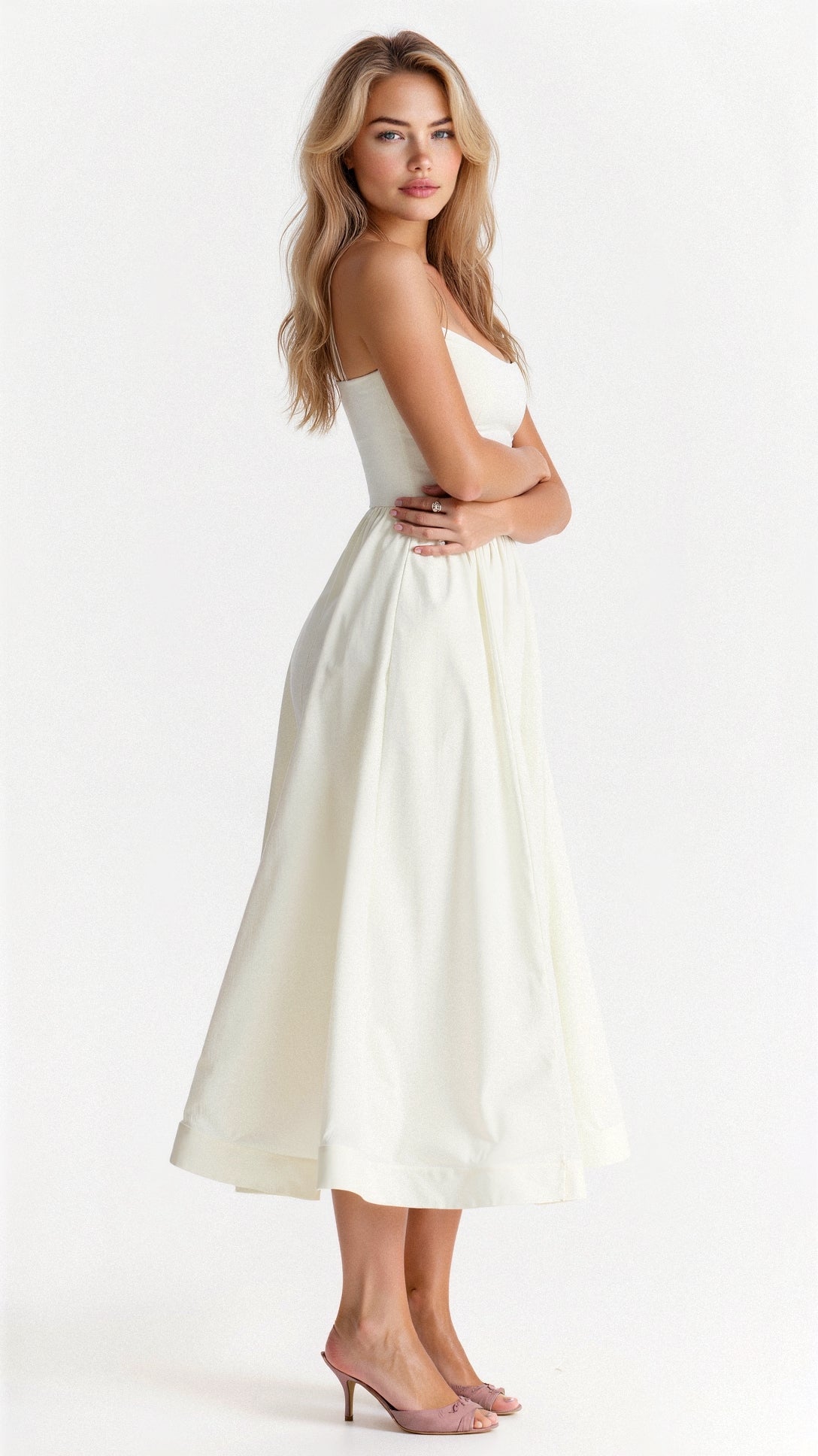 Anna-Berg | A-Line Midi Dress – Spaghetti Straps – Flowing Design – Elegant Fit
