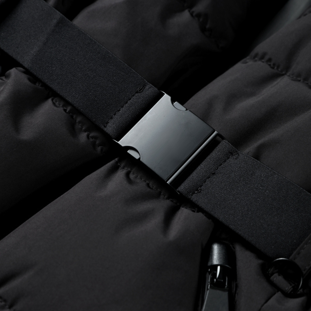 Anna-Berg | Puffer Jacket - Black, Belted, Water-Resistant, Insulated