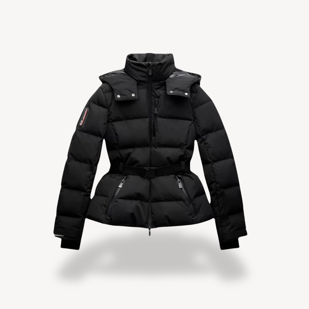 Anna-Berg | Puffer Jacket - Black, Belted, Water-Resistant, Insulated