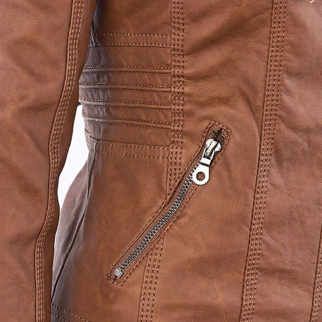 Anna-Berg | Zip-Up Jacket - Brown, Hooded, Casual