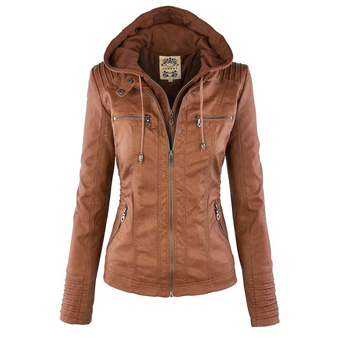 Anna-Berg | Zip-Up Jacket - Brown, Hooded, Casual