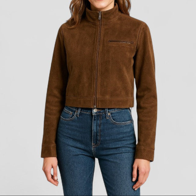Anna-Berg | Cropped Suede-Style Jacket