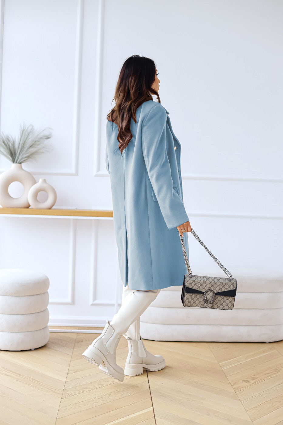 Anna-Berg | Double-Breasted Long Coat - Tailored Winter Coat