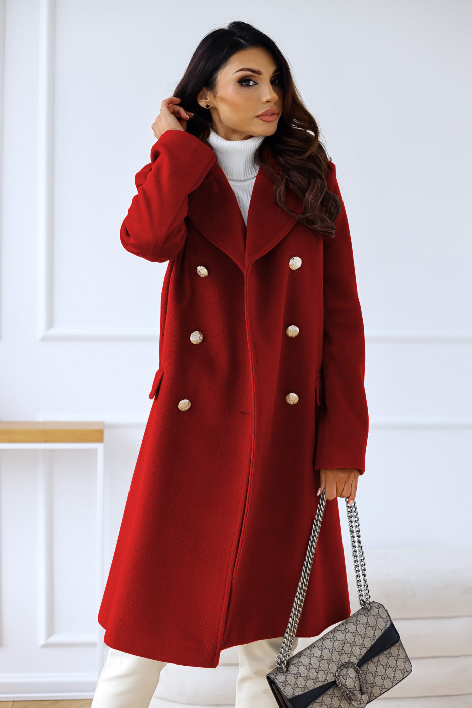 Anna-Berg | Double-Breasted Long Coat - Tailored Winter Coat