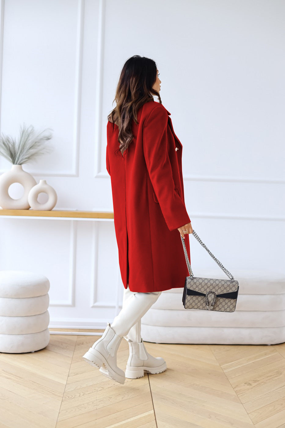 Anna-Berg | Double-Breasted Long Coat - Tailored Winter Coat