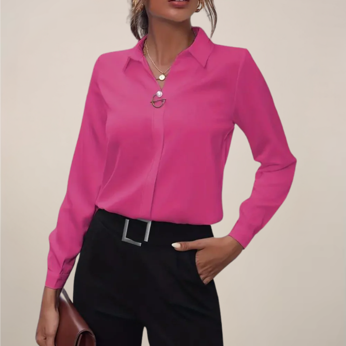 Anna-Berg | Long Sleeve Blouse - Plain Colours