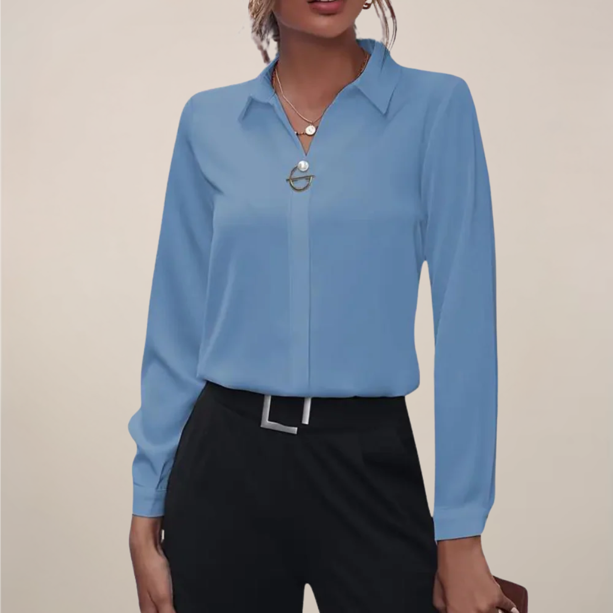 Anna-Berg | Long Sleeve Blouse - Plain Colours