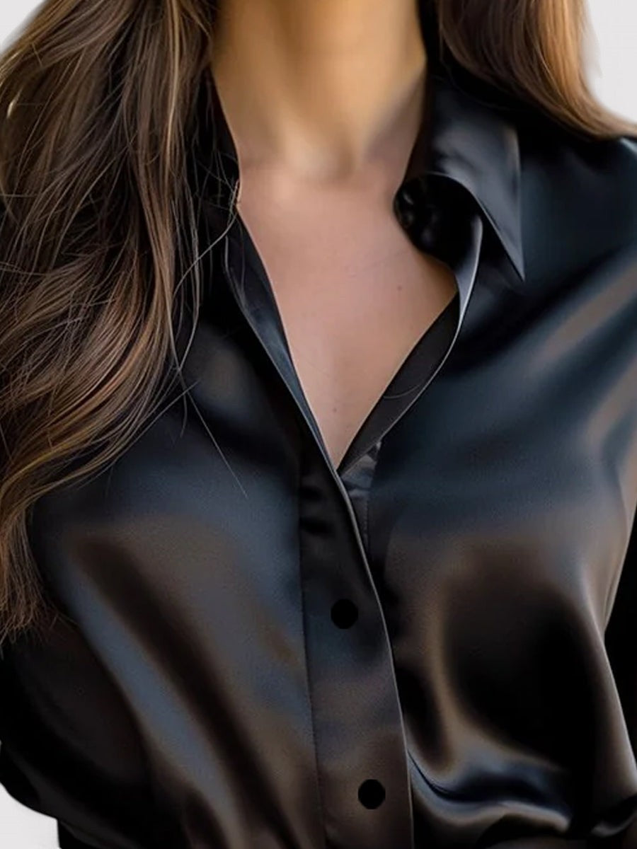 Anna-Berg | Satin Long Sleeve Blouse