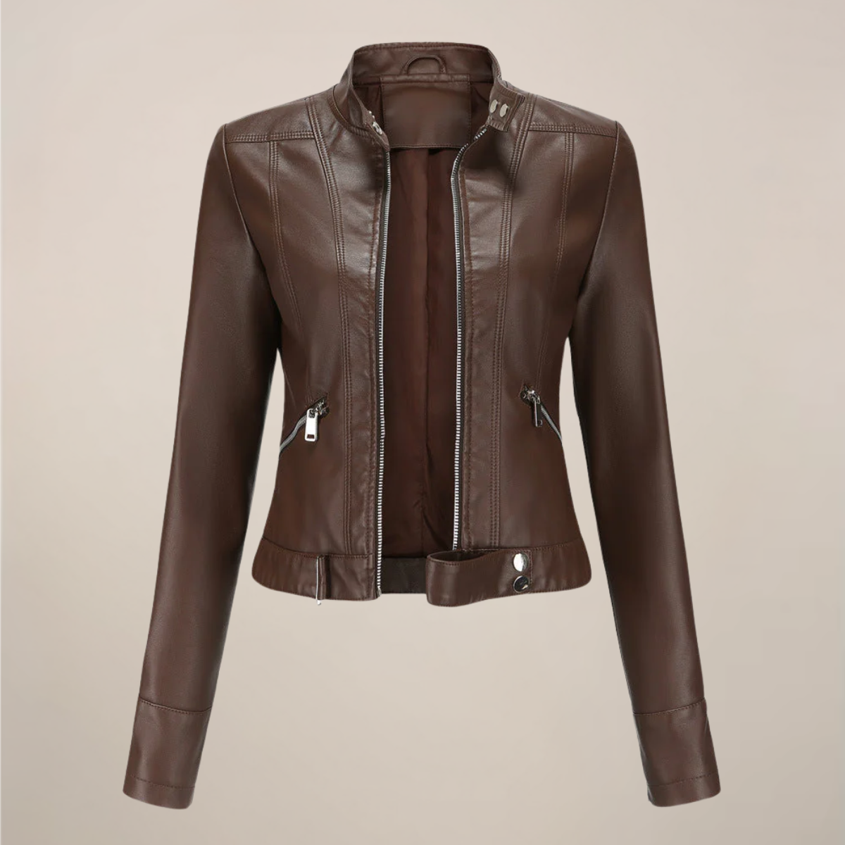 Anna-Berg | Biker Jacket - Faux Leather, Tailored Short Zip-Up Design