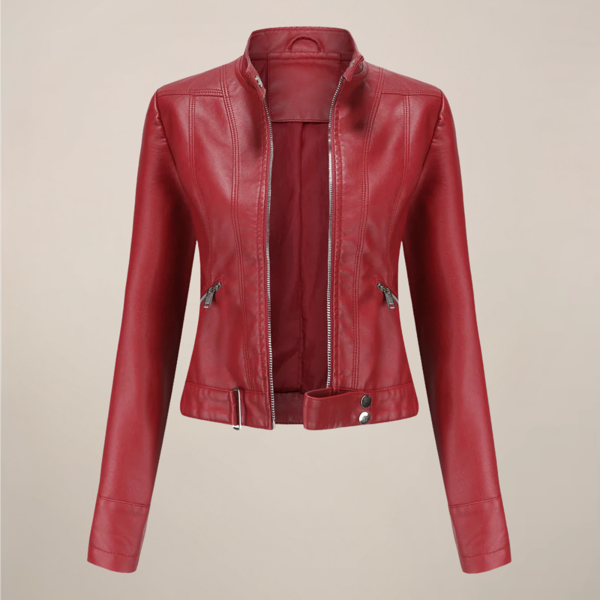 Anna-Berg | Biker Jacket - Faux Leather, Tailored Short Zip-Up Design