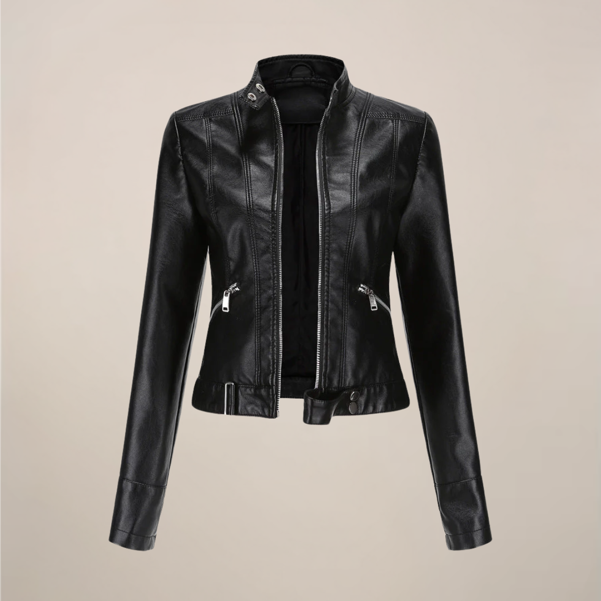 Anna-Berg | Biker Jacket - Faux Leather, Tailored Short Zip-Up Design