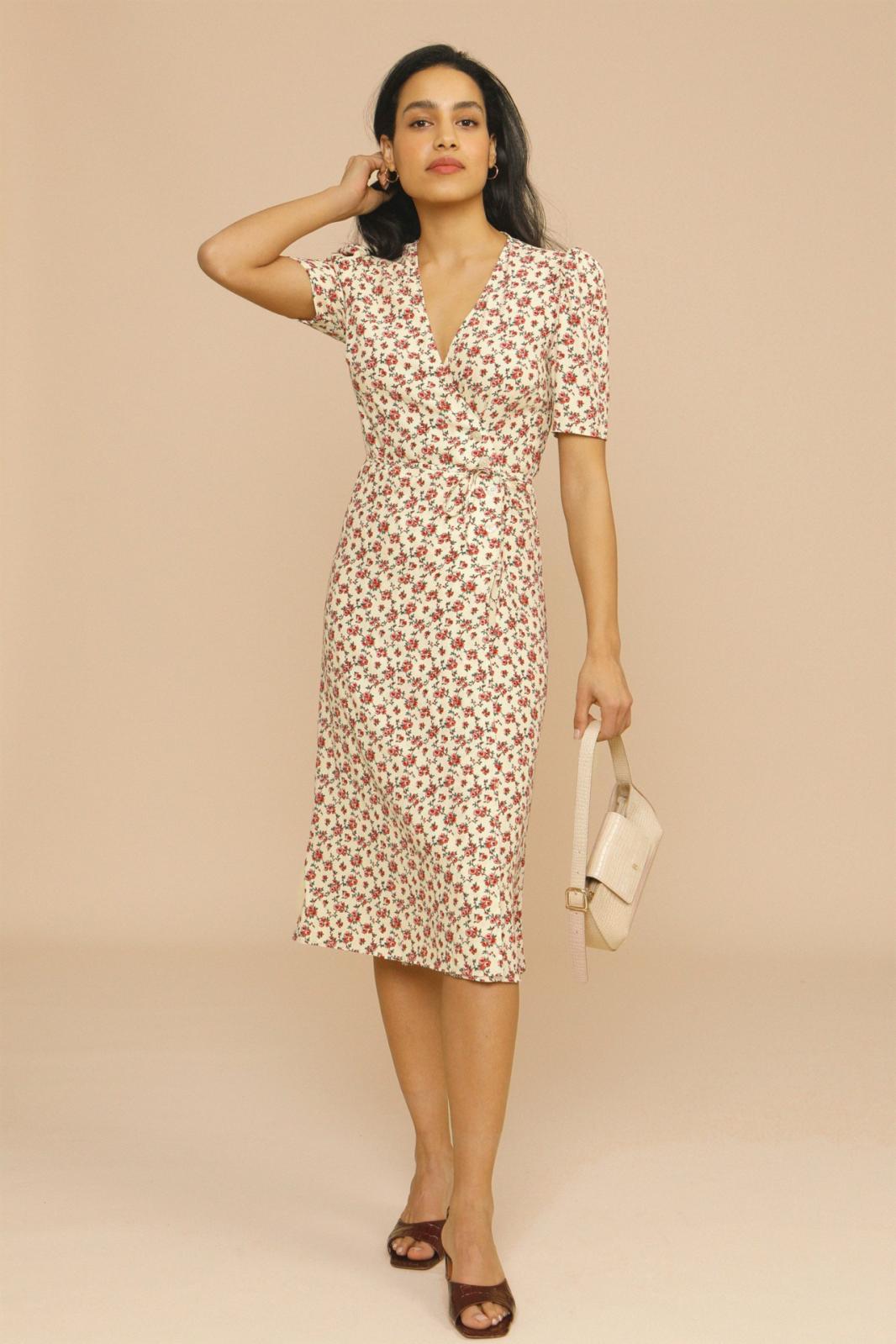 Anna-Berg | Midi Dress - Floral, V-Neck