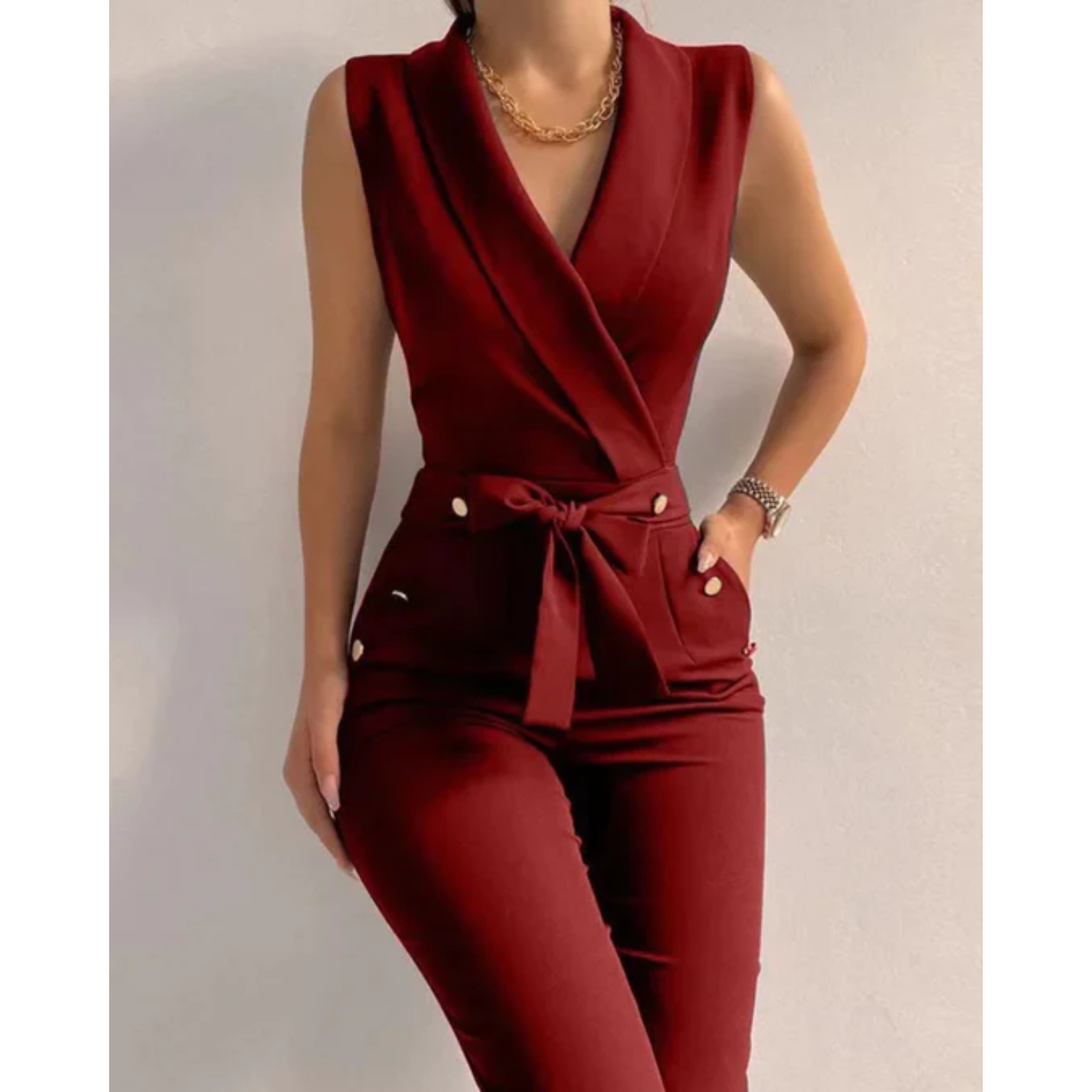 Anna-Berg | Jumpsuit - Sleeveless V-Neck