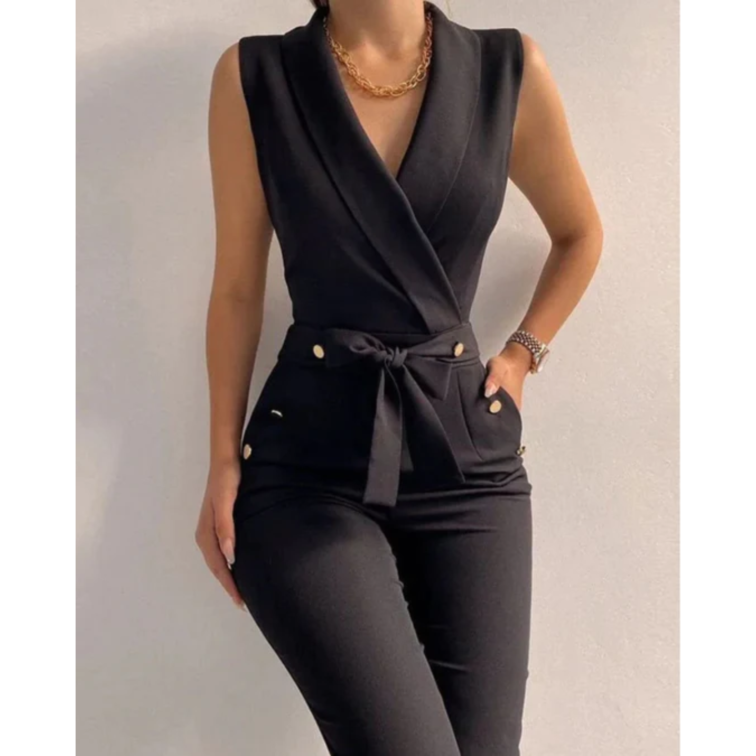 Anna-Berg | Jumpsuit - Sleeveless V-Neck