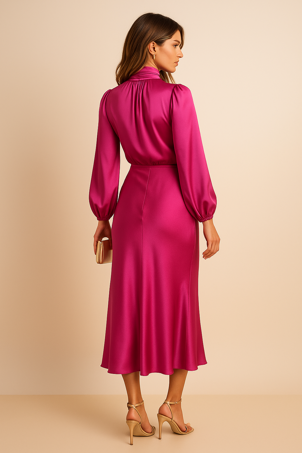 Anna-Berg | Midi Dress - High Neck, High Waist