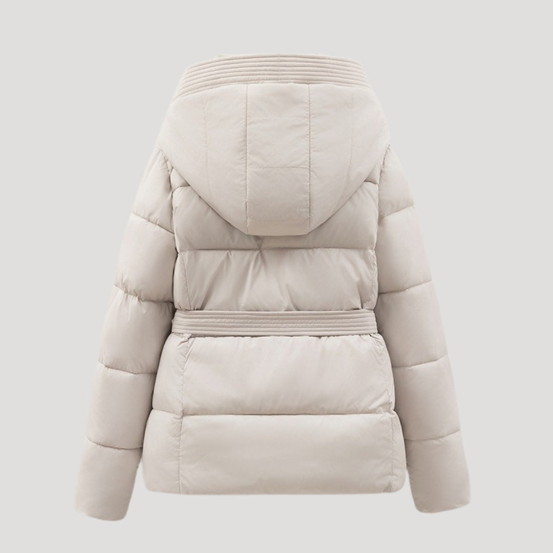 Anna-Berg | Hooded Puffer Jacket - Belted Winter Coat