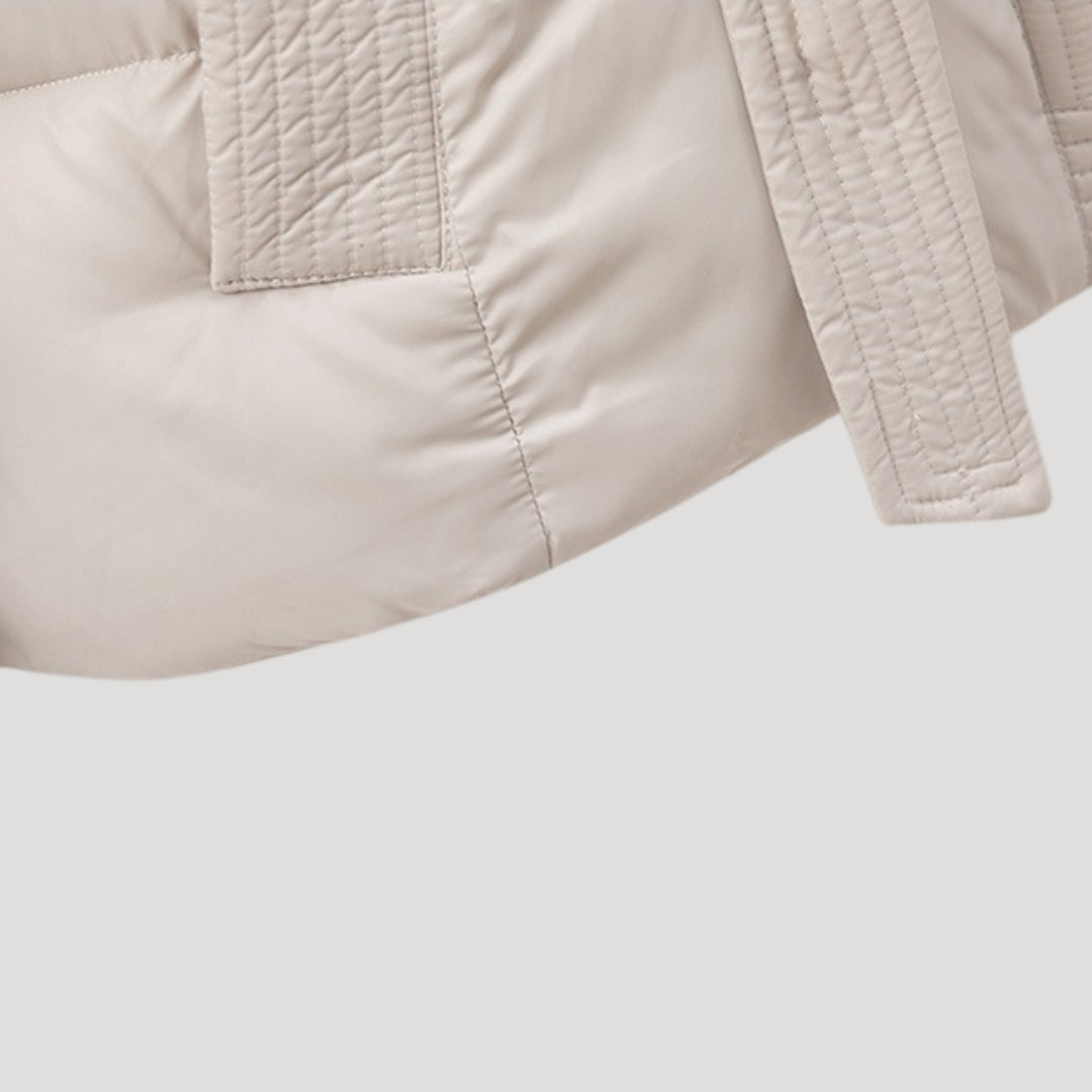 Anna-Berg | Hooded Puffer Jacket - Belted Winter Coat