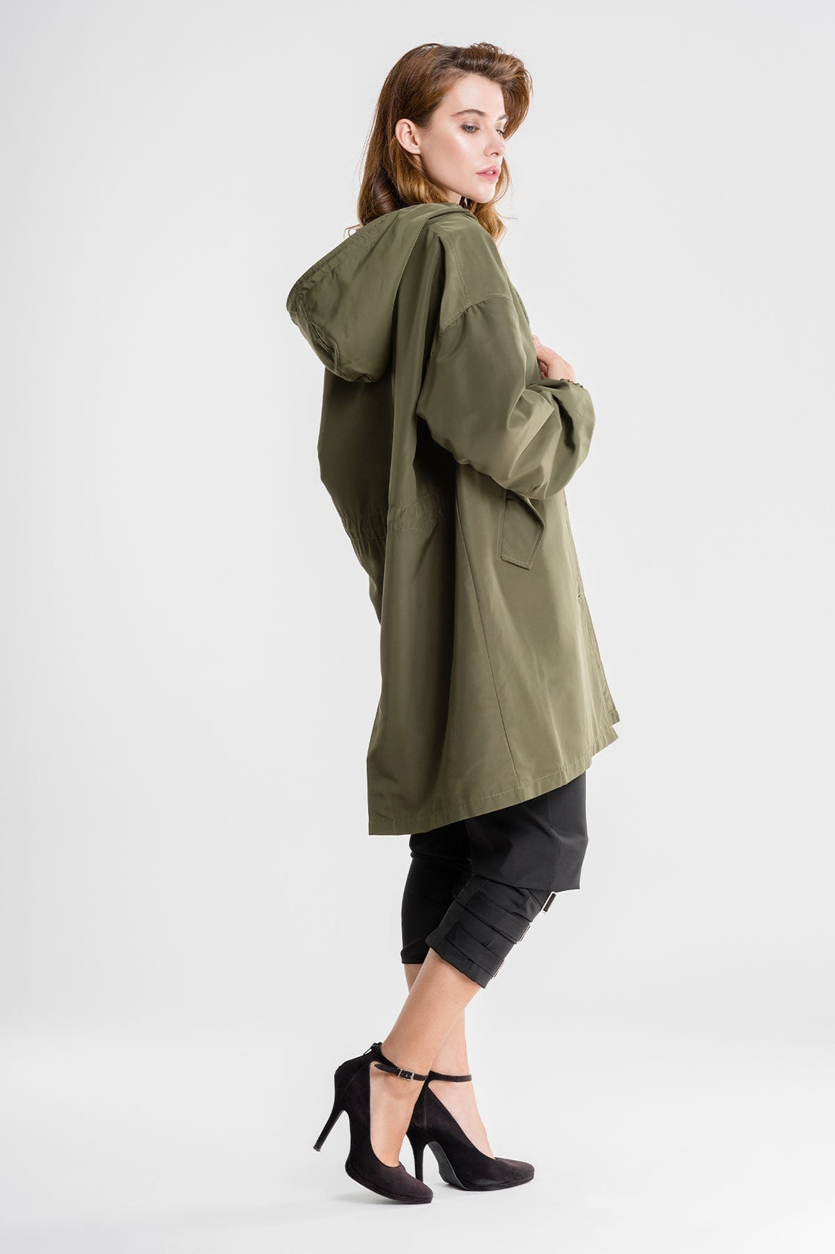 Anna-Berg | Lightweight Hooded Coat, Longline, Button-Up