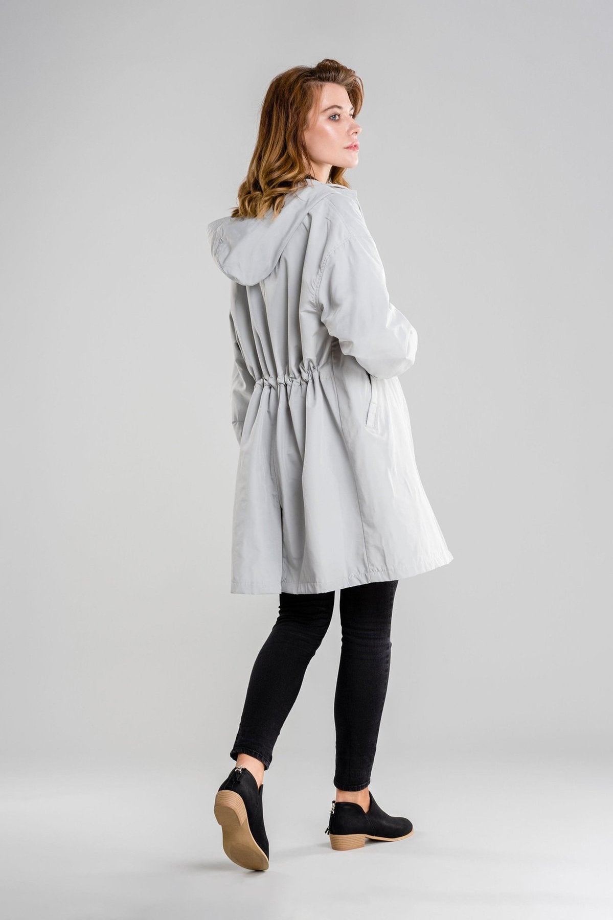 Anna-Berg | Lightweight Hooded Coat - Longline Button-Up Jacket