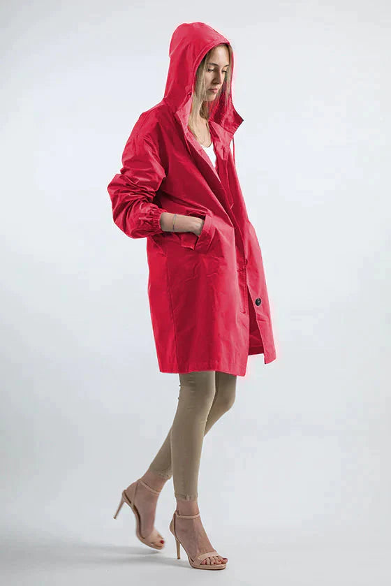 Anna-Berg | Lightweight Hooded Coat - Longline Button-Up Jacket